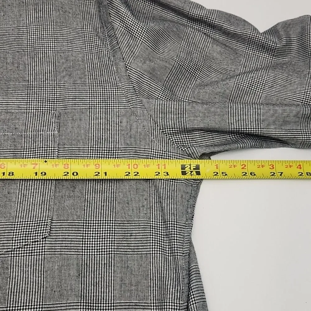 J Crew Shirt Slim Lightweight Flannel Cotton Sz XL Black White Plaid Check Men